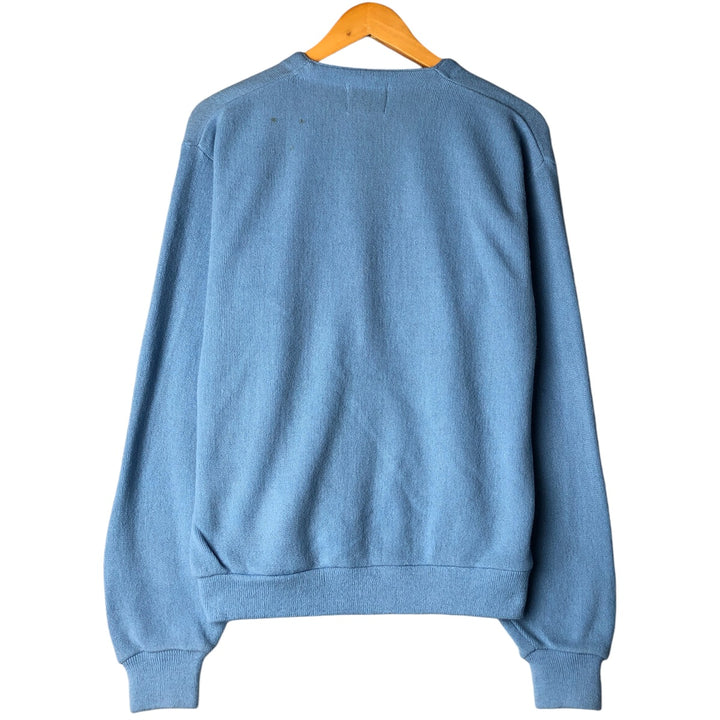 Vintage 70'S CHALLENGER acrylic knit cardigan, men's size L acrylic Blue type light blue Vintage Second Hand
