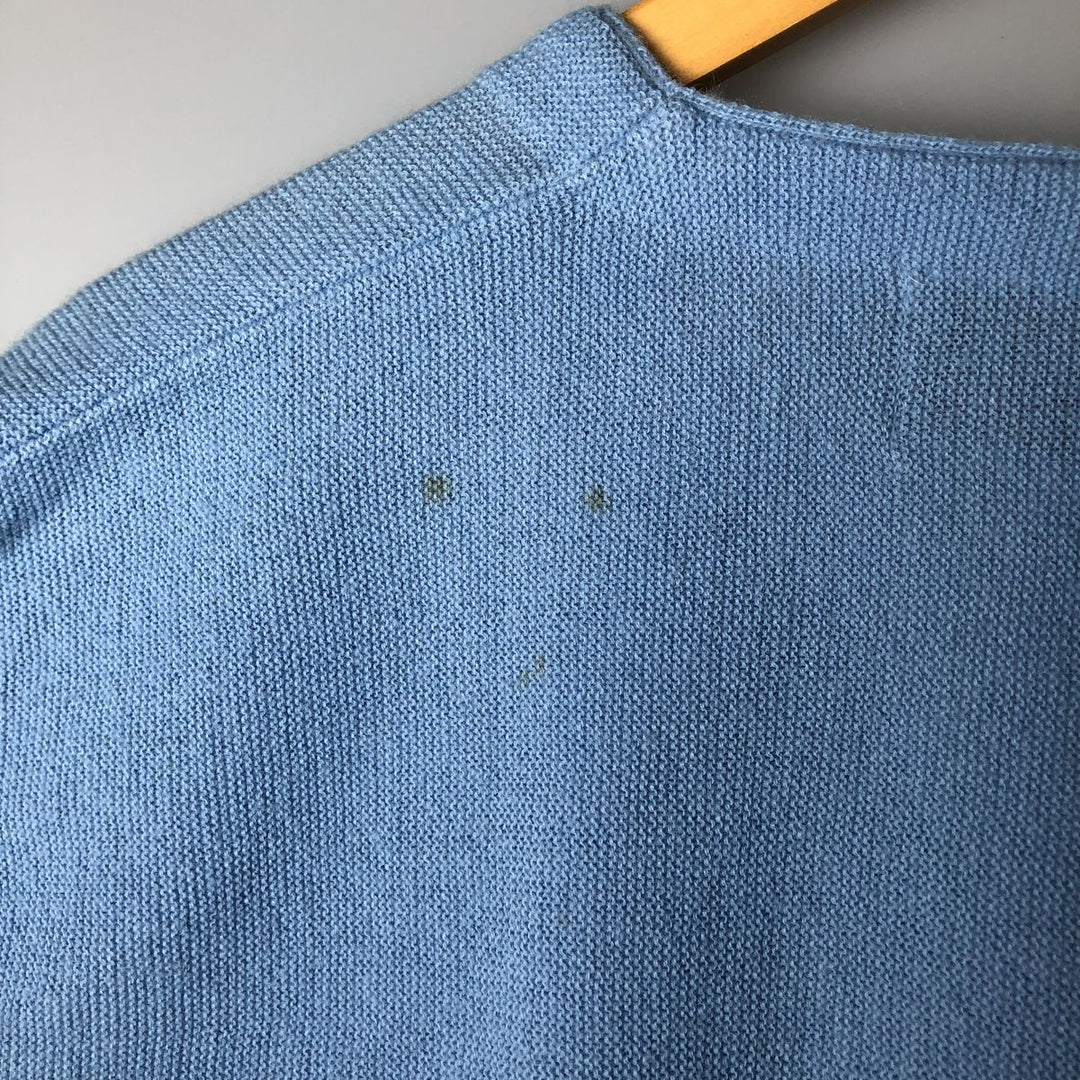 Vintage 70'S CHALLENGER acrylic knit cardigan, men's size L acrylic Blue type light blue Vintage Second Hand