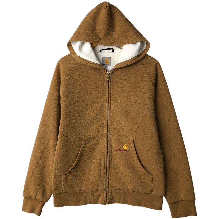 Carhartt Sweat Full Zip Hoodie, Men's M cotton beige type brown Vintage Second Hand