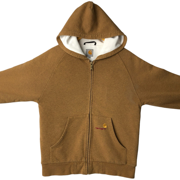 Carhartt Sweat Full Zip Hoodie, Men's M cotton beige type brown Vintage Second Hand