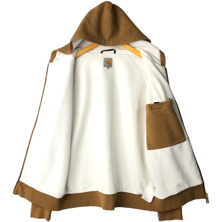 Carhartt Sweat Full Zip Hoodie, Men's M cotton beige type brown Vintage Second Hand