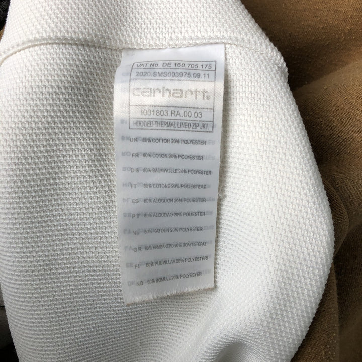 Carhartt Sweat Full Zip Hoodie, Men's M cotton beige type brown Vintage Second Hand