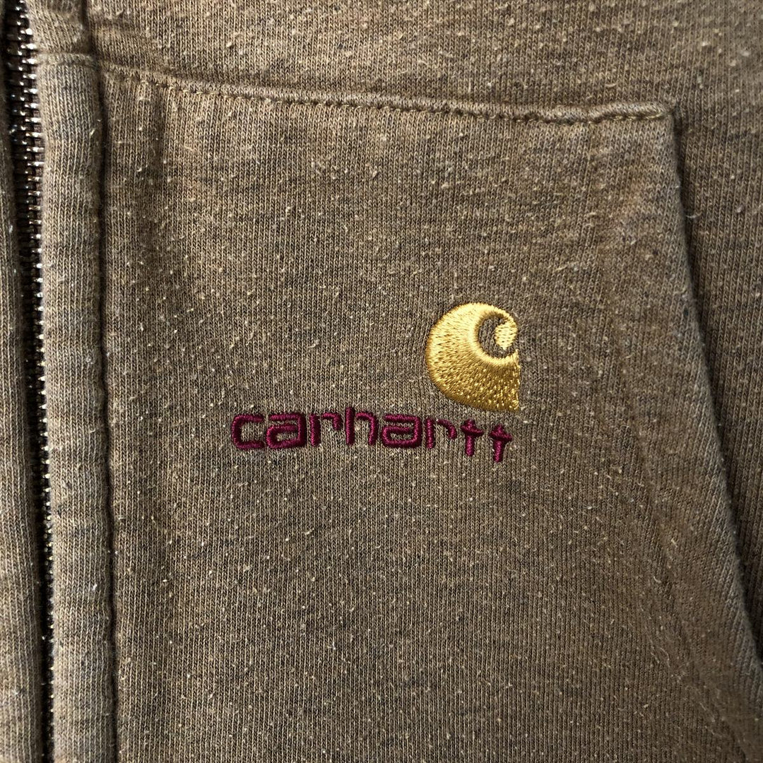 Carhartt Sweat Full Zip Hoodie, Men's M cotton beige type brown Vintage Second Hand
