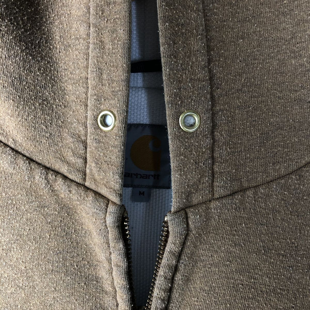 Carhartt Sweat Full Zip Hoodie, Men's M cotton beige type brown Vintage Second Hand