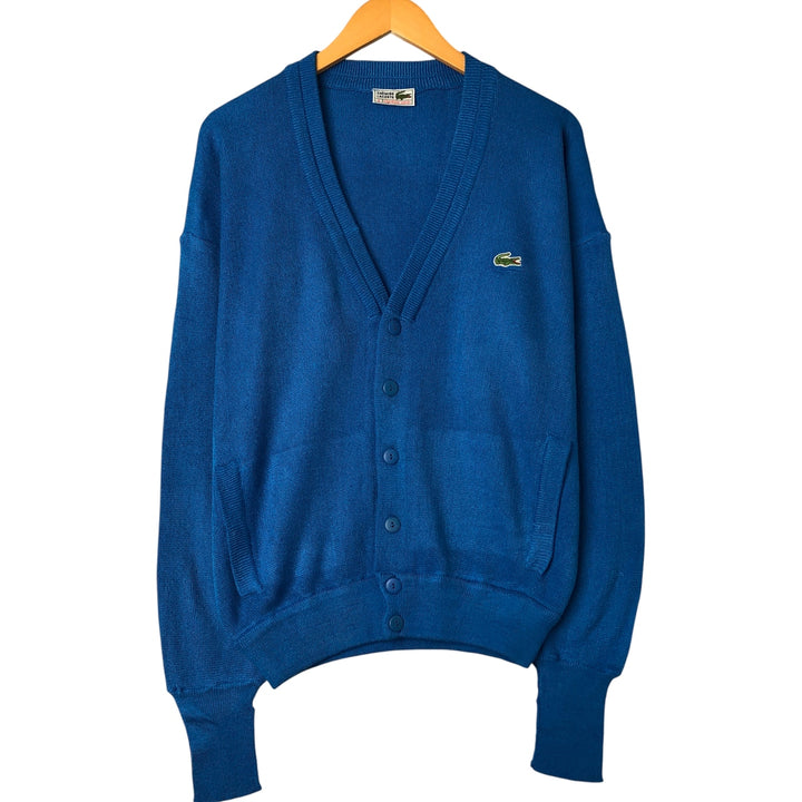 Vintage 80s-90'S Lacoste Chemise acrylic knit cardigan, Made in Spain, Men's XL acrylic blue type Vintage Second Hand