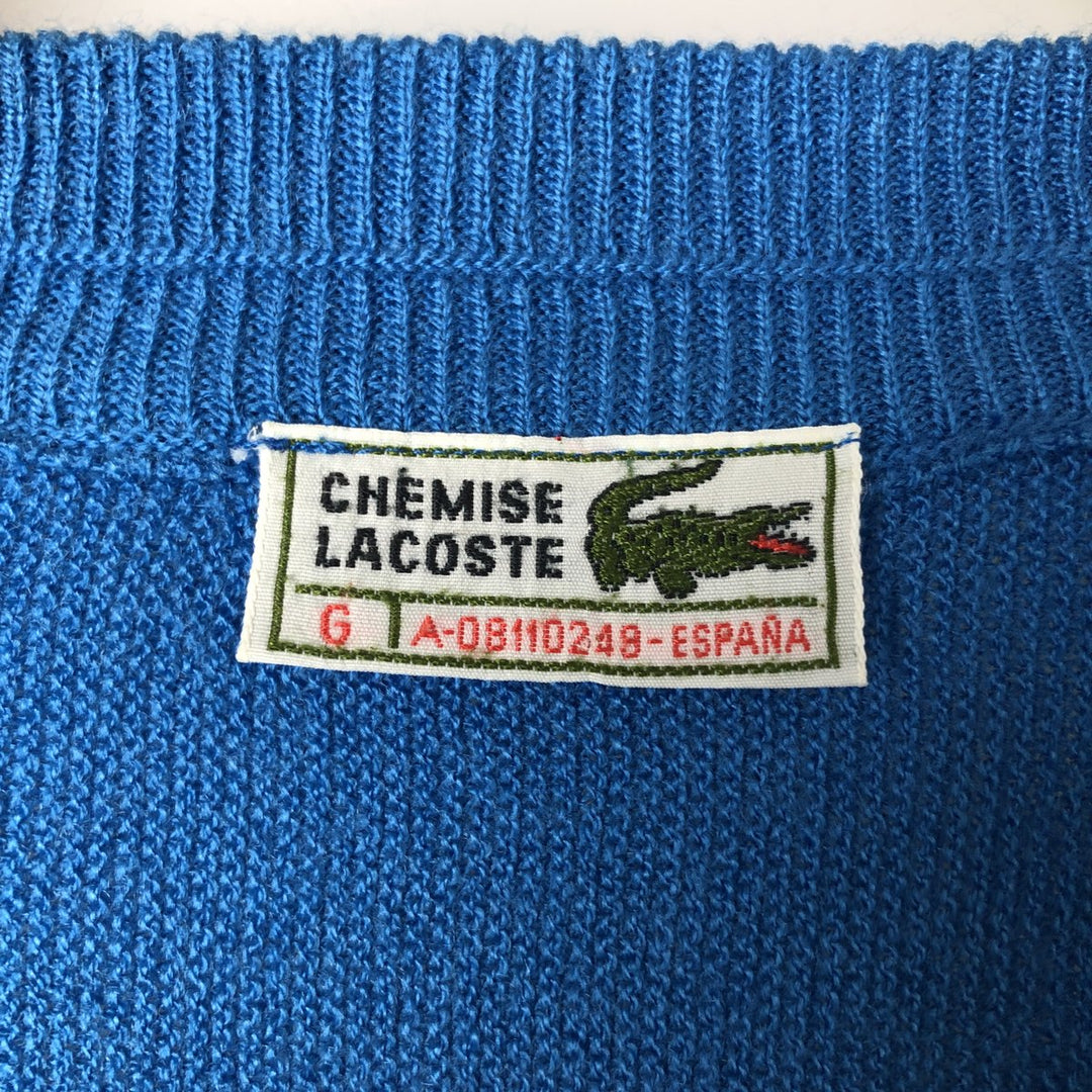 Vintage 80s-90'S Lacoste Chemise acrylic knit cardigan, Made in Spain, Men's XL acrylic blue type Vintage Second Hand