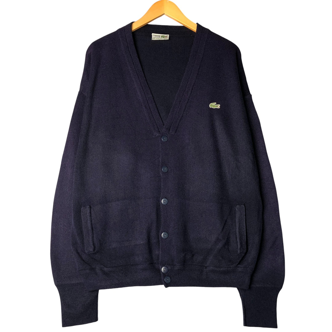 Vintage 70s-80'S Lacoste Chemise Acrylic Knit Cardigan, Men's XL acrylic navy blue type Vintage Second Hand