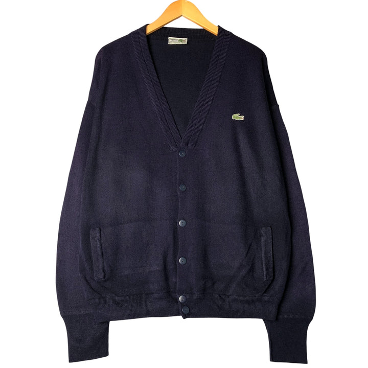 Vintage 70s-80'S Lacoste Chemise Acrylic Knit Cardigan, Men's XL acrylic navy blue type Vintage Second Hand