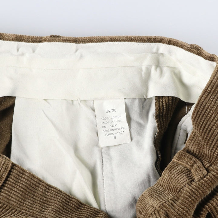 BRAGGI Wide-Ribbed Two-Pleated Corduroy Pants, Men's Size W32 cotton brown type Vintage Second Hand