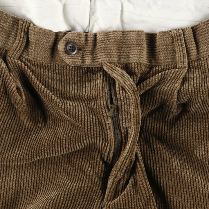 BRAGGI Wide-Ribbed Two-Pleated Corduroy Pants, Men's Size W32 cotton brown type Vintage Second Hand