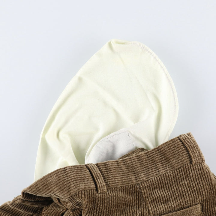 BRAGGI Wide-Ribbed Two-Pleated Corduroy Pants, Men's Size W32 cotton brown type Vintage Second Hand