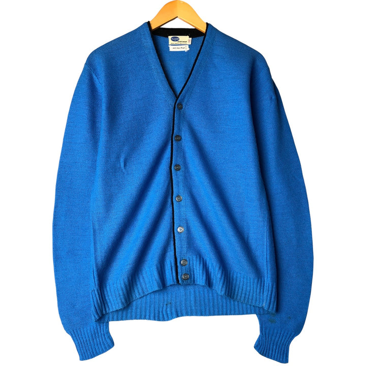 Vintage 1960'S PILGRIM acrylic knit cardigan, size M, men's Oron Acrylic Blue type light blue Vintage Second Hand
