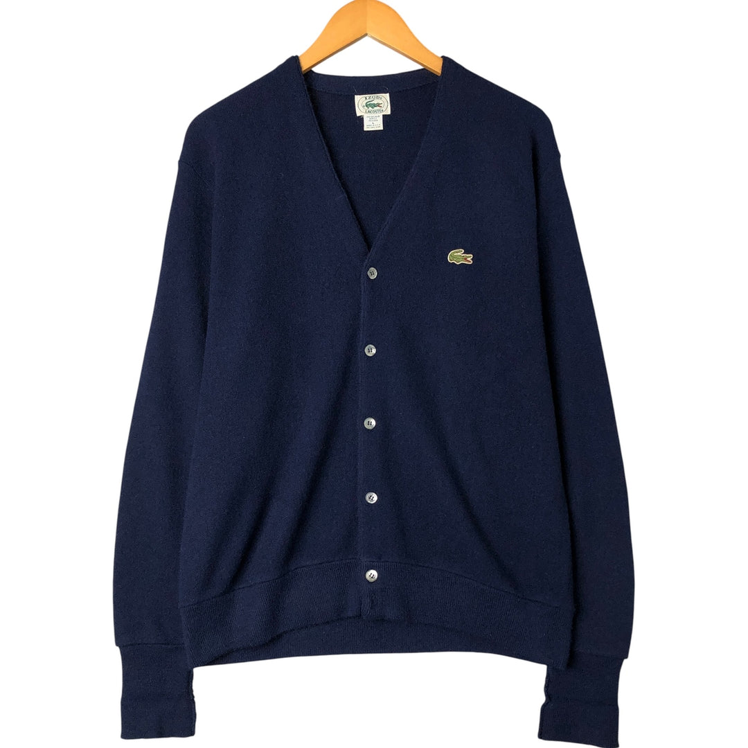 80s-90'S Lacoste IZOD Acrylic Knit Cardigan Made in USA Men's L Size Vintage acrylic navy blue type Vintage Second Hand