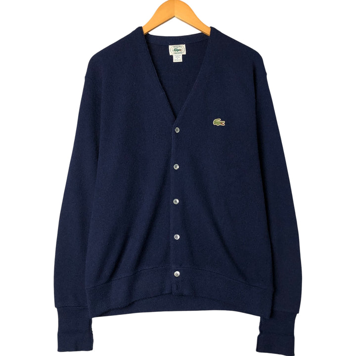 80s-90'S Lacoste IZOD Acrylic Knit Cardigan Made in USA Men's L Size Vintage acrylic navy blue type Vintage Second Hand