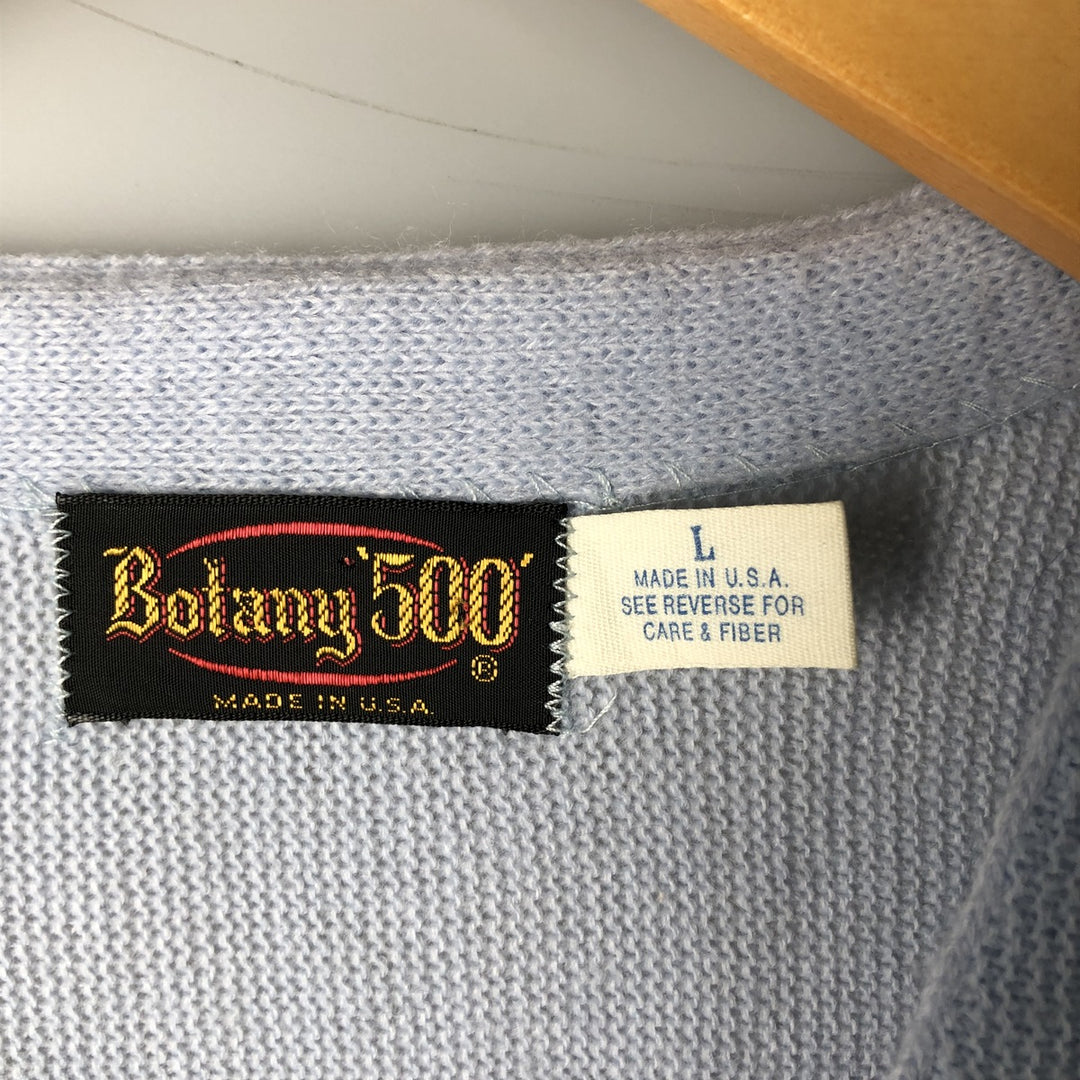 Vintage 70s-80'S Botany 500 Acrylic Knit Cardigan, Made in USA, Men's Size L acrylic Blue type light blue Vintage Second Hand
