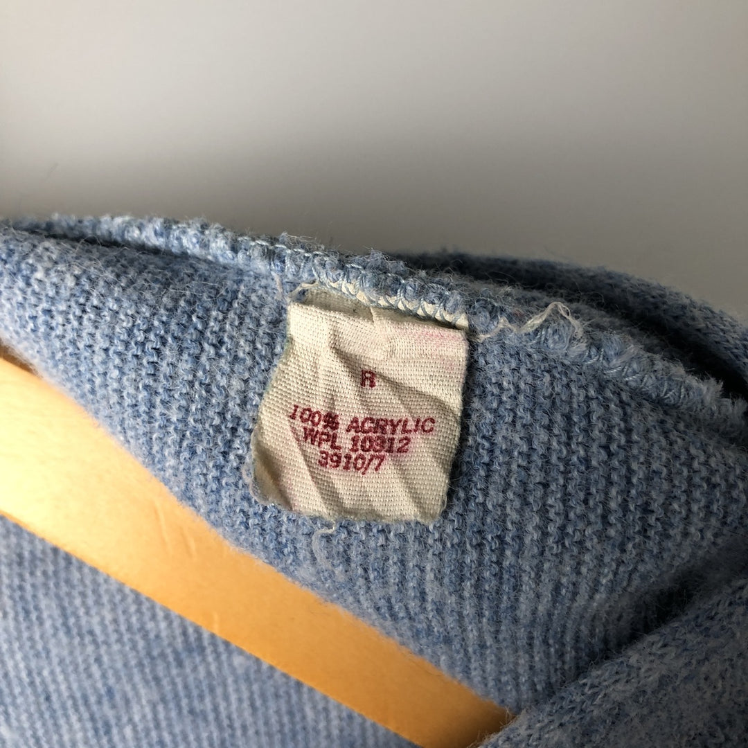 Heritage GREEN TIGER Acrylic Knit Cardigan, Made in USA, Men's XL, Vintage acrylic Blue type light blue Vintage Second Hand