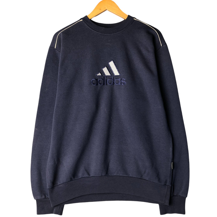 Vintage 90s-00'S Adidas logo sweatshirt, size M, men's cotton navy blue type Vintage Second Hand
