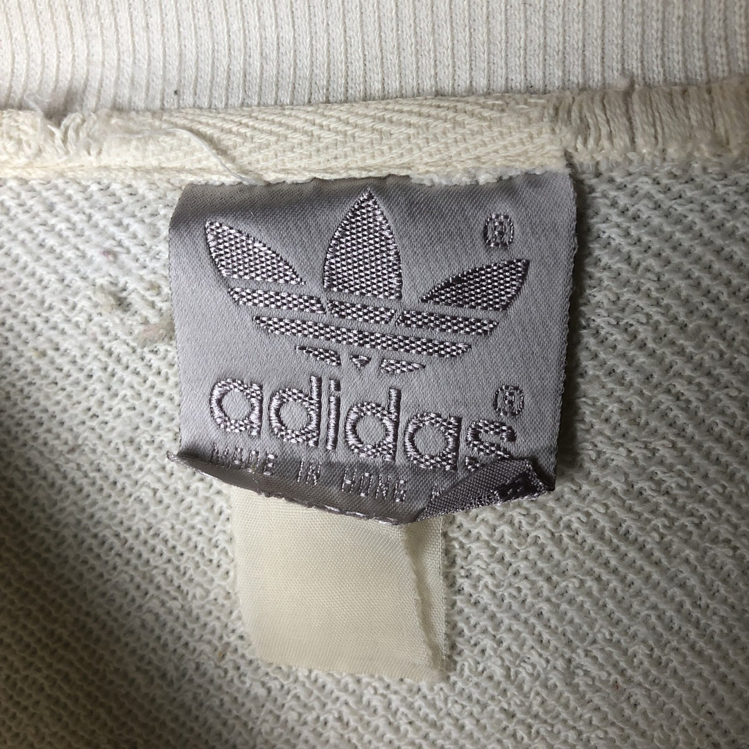 1980'S Adidas Check Pattern Henley Print Sweatshirt, Men's Size L unclear white type Vintage Second Hand