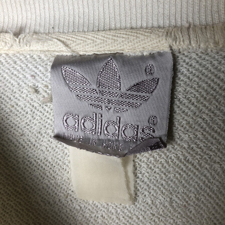 1980'S Adidas Check Pattern Henley Print Sweatshirt, Men's Size L unclear white type Vintage Second Hand