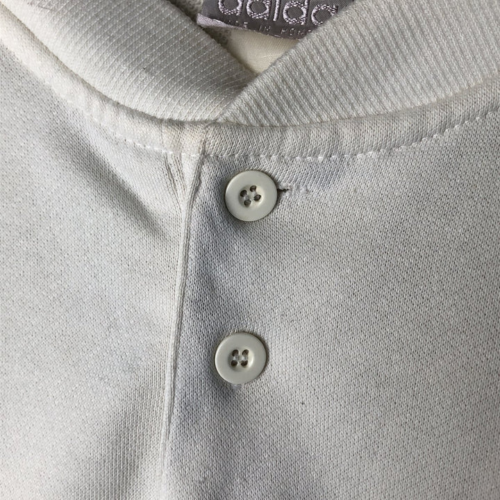 1980'S Adidas Check Pattern Henley Print Sweatshirt, Men's Size L unclear white type Vintage Second Hand