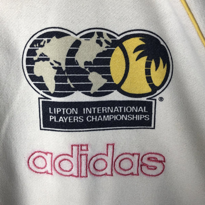 1980'S Adidas Check Pattern Henley Print Sweatshirt, Men's Size L unclear white type Vintage Second Hand