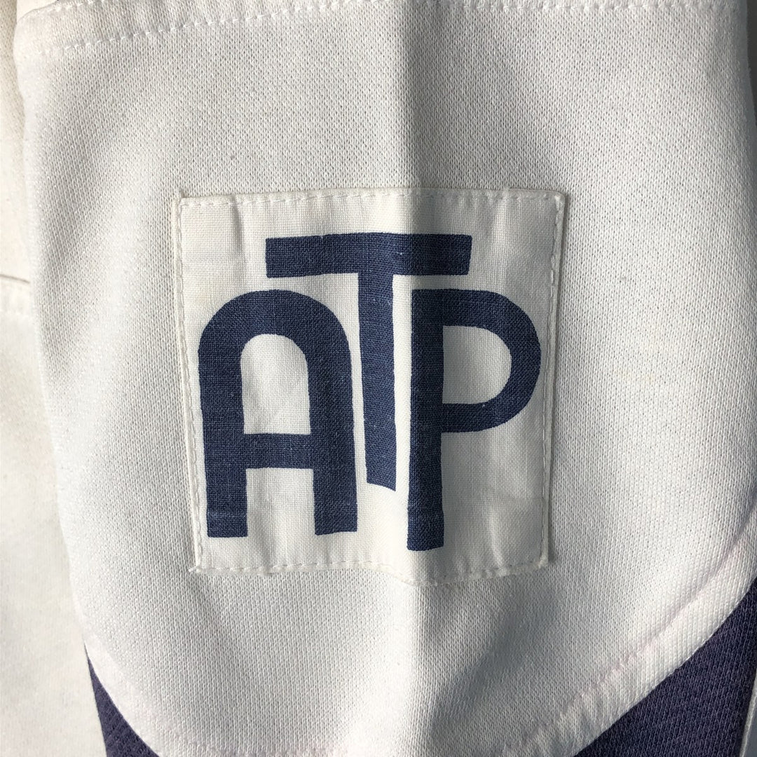 1980'S Adidas Check Pattern Henley Print Sweatshirt, Men's Size L unclear white type Vintage Second Hand