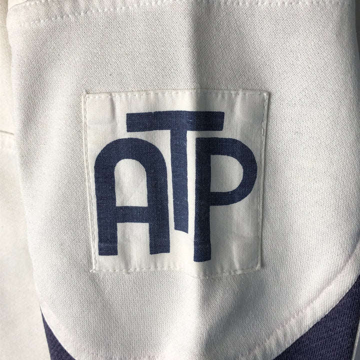 1980'S Adidas Check Pattern Henley Print Sweatshirt, Men's Size L unclear white type Vintage Second Hand