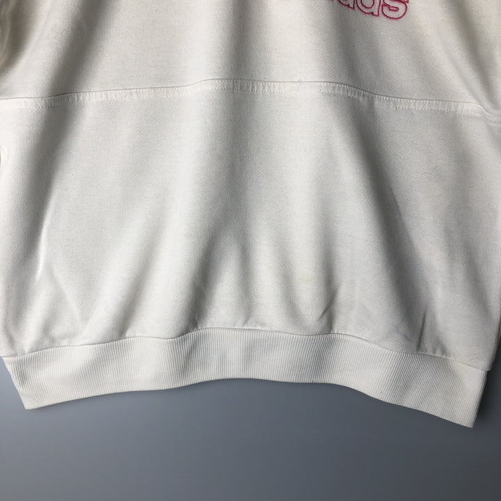 1980'S Adidas Check Pattern Henley Print Sweatshirt, Men's Size L unclear white type Vintage Second Hand