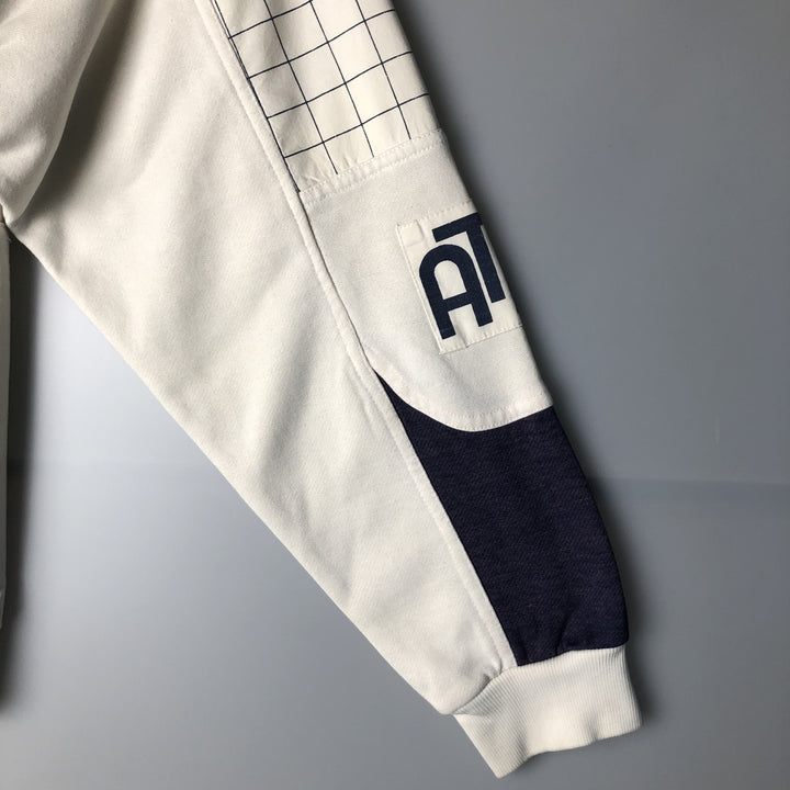 1980'S Adidas Check Pattern Henley Print Sweatshirt, Men's Size L unclear white type Vintage Second Hand