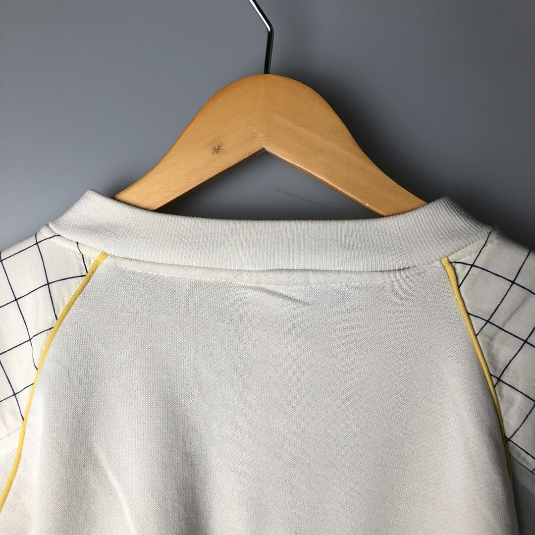 1980'S Adidas Check Pattern Henley Print Sweatshirt, Men's Size L unclear white type Vintage Second Hand