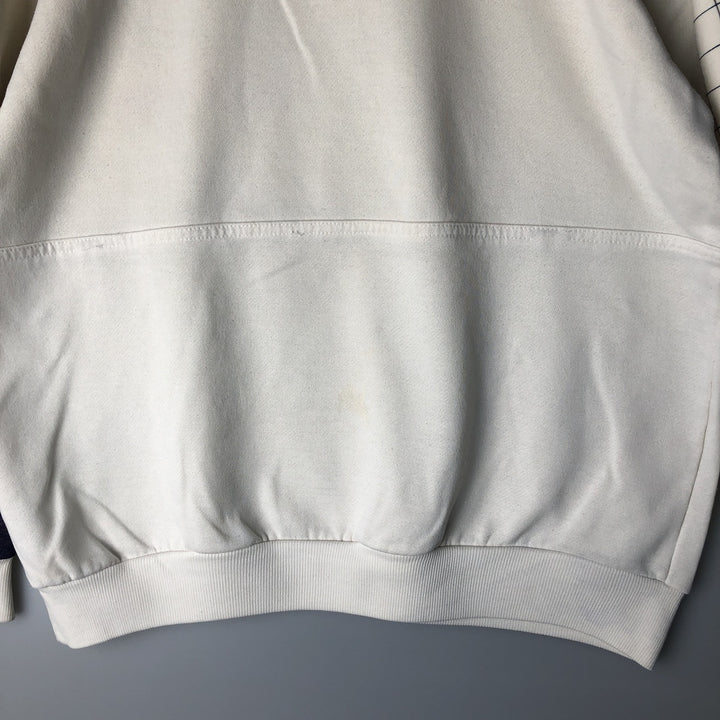 1980'S Adidas Check Pattern Henley Print Sweatshirt, Men's Size L unclear white type Vintage Second Hand