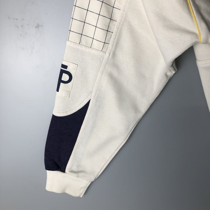 1980'S Adidas Check Pattern Henley Print Sweatshirt, Men's Size L unclear white type Vintage Second Hand