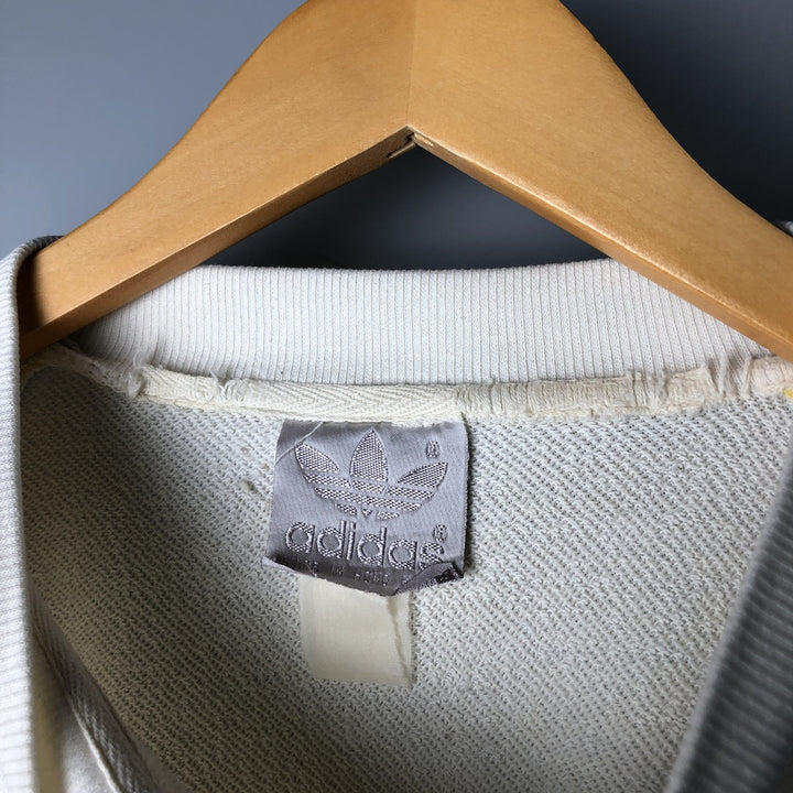 1980'S Adidas Check Pattern Henley Print Sweatshirt, Men's Size L unclear white type Vintage Second Hand