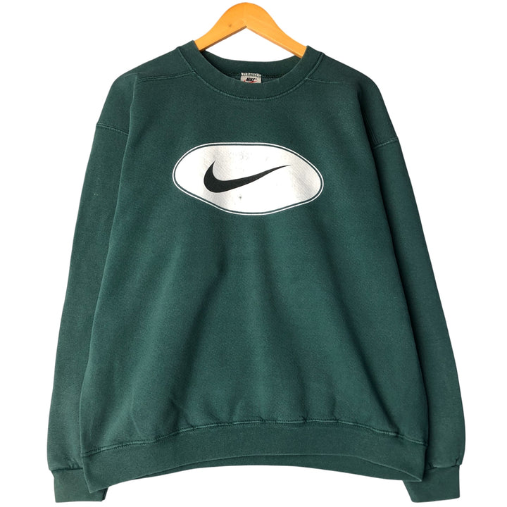 90s-00'S Vintage Nike Logo Sweatshirt, Made in USA, Men's Size Medium cotton green type Vintage Second Hand