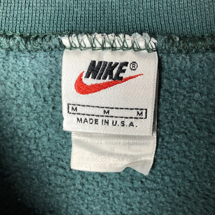 90s-00'S Vintage Nike Logo Sweatshirt, Made in USA, Men's Size Medium cotton green type Vintage Second Hand