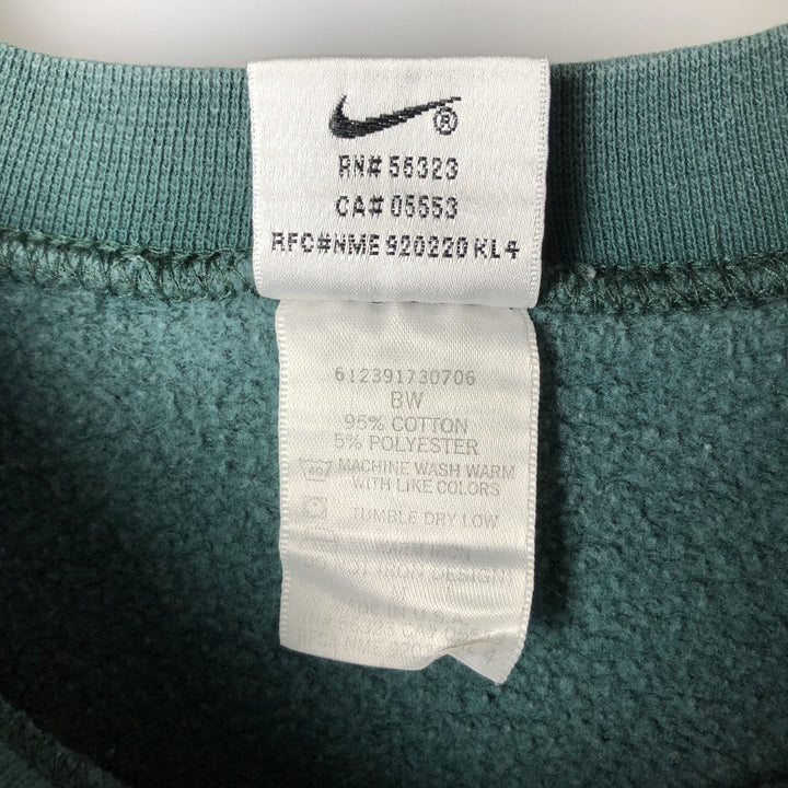 90s-00'S Vintage Nike Logo Sweatshirt, Made in USA, Men's Size Medium cotton green type Vintage Second Hand