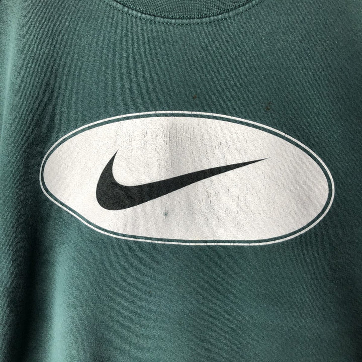 90s-00'S Vintage Nike Logo Sweatshirt, Made in USA, Men's Size Medium cotton green type Vintage Second Hand