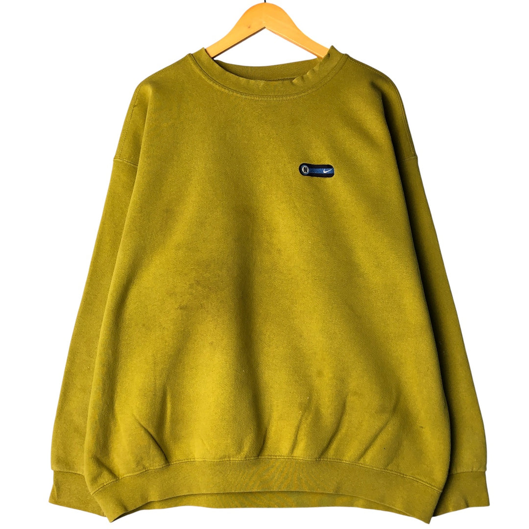 90'S Nike One Point Logo Sweatshirt Trainer Made in USA Men's XL Vintage cotton green type yellow green Vintage Second Hand