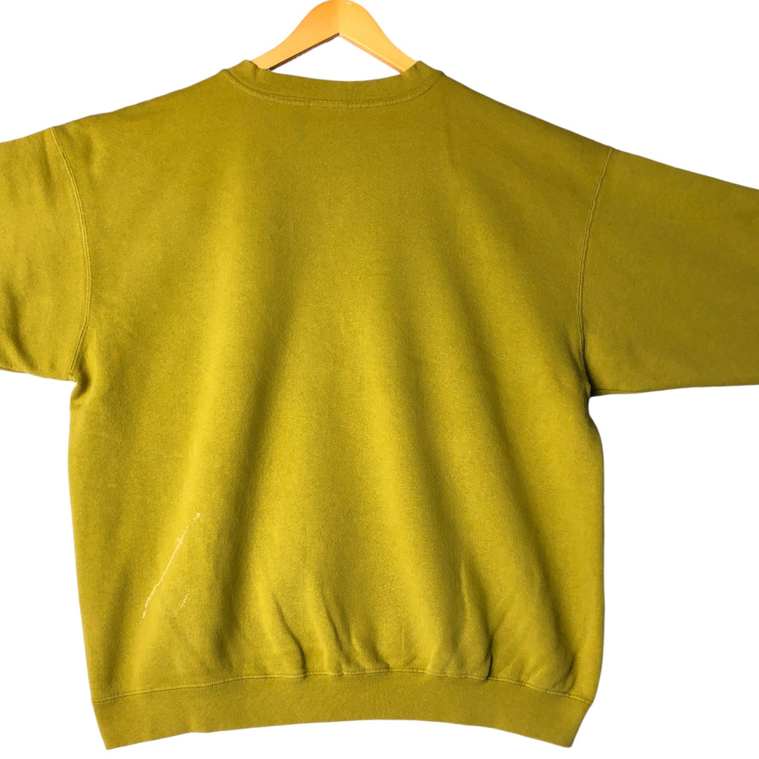90'S Nike One Point Logo Sweatshirt Trainer Made in USA Men's XL Vintage cotton green type yellow green Vintage Second Hand