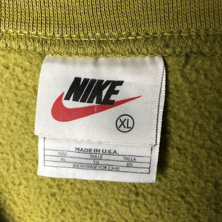 90'S Nike One Point Logo Sweatshirt Trainer Made in USA Men's XL Vintage cotton green type yellow green Vintage Second Hand