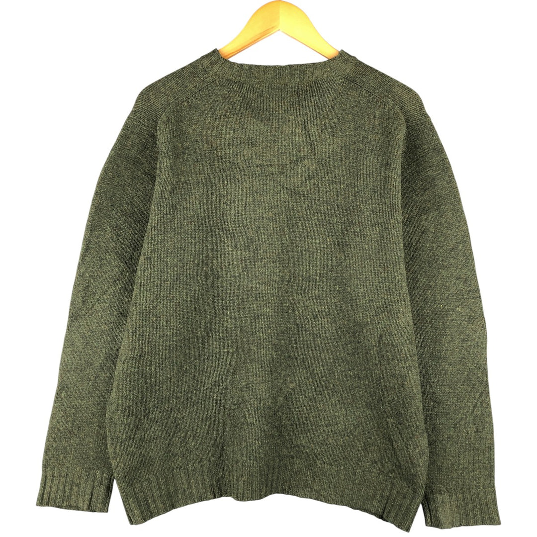2000'S Eddie Bauer Lambswool Knit Sweater, Men's Size Medium Lamb wool Khaki type sage green Vintage Second Hand