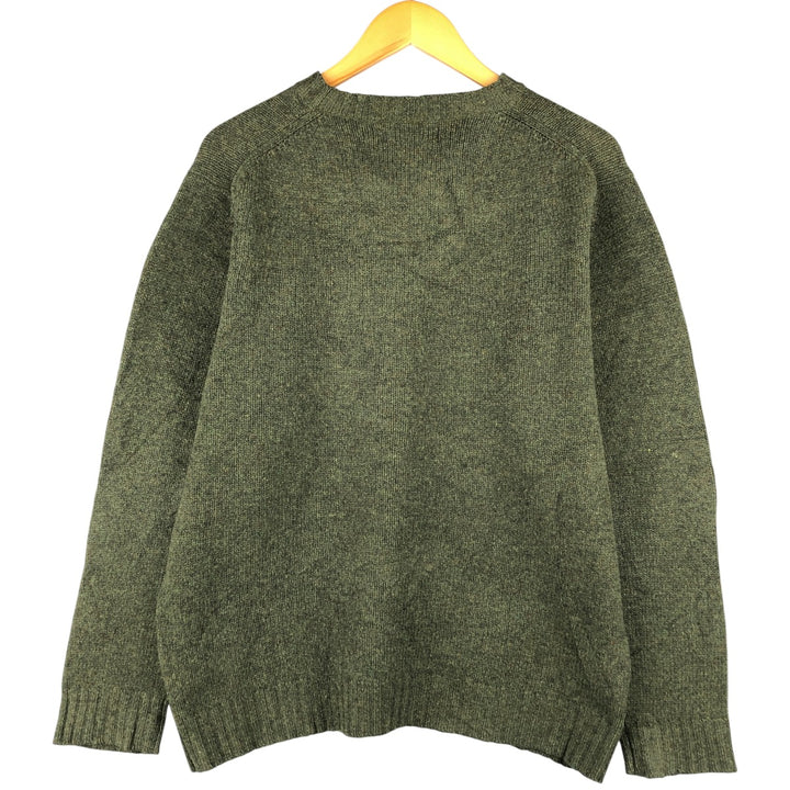 2000'S Eddie Bauer Lambswool Knit Sweater, Men's Size Medium Lamb wool Khaki type sage green Vintage Second Hand