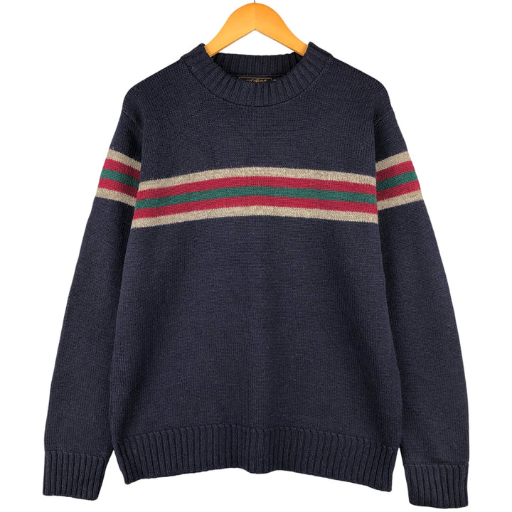90'S Eddie Bauer black tag wool knit sweater, Made in USA, Men's XL, Vintage wool navy blue type Vintage Second Hand