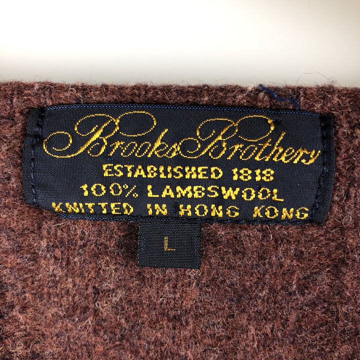 Brooks Brothers Est. 1818 Ribbed Henley Lambswool Knit Sweater, Men's Size L Lamb wool burgundy type Vintage Second Hand