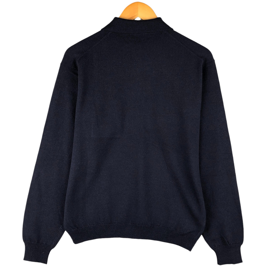 Vintage 90'S J.Crew polo knit sweater, size M, men's Merino wool navy blue type Vintage Second Hand