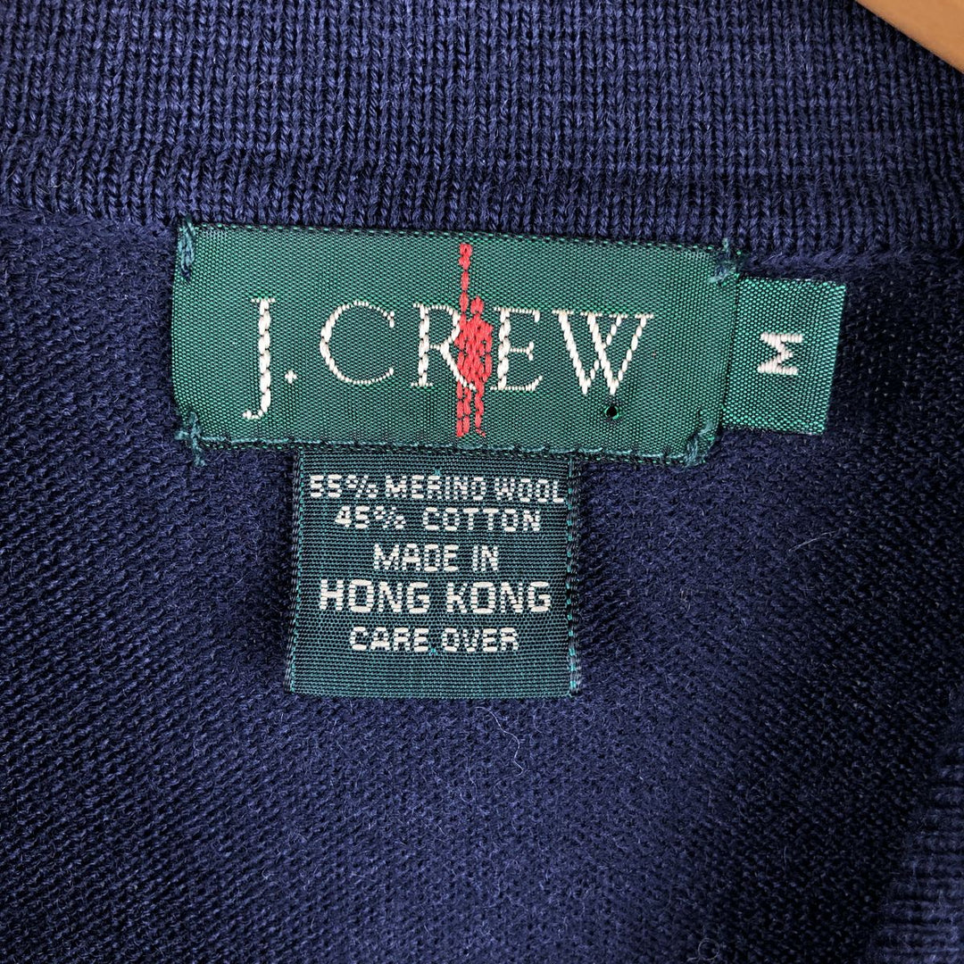 Vintage 90'S J.Crew polo knit sweater, size M, men's Merino wool navy blue type Vintage Second Hand