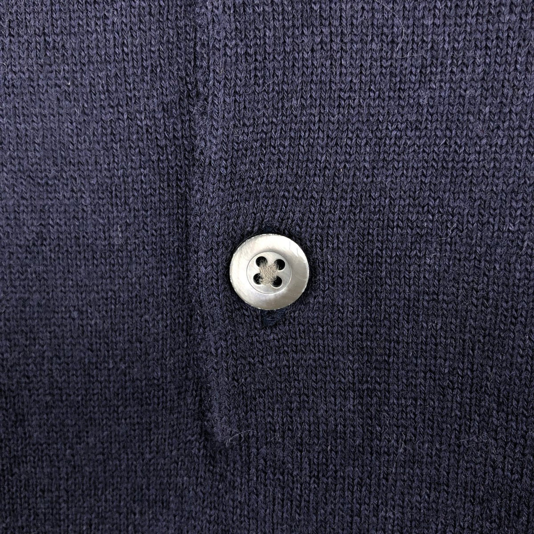 Vintage 90'S J.Crew polo knit sweater, size M, men's Merino wool navy blue type Vintage Second Hand