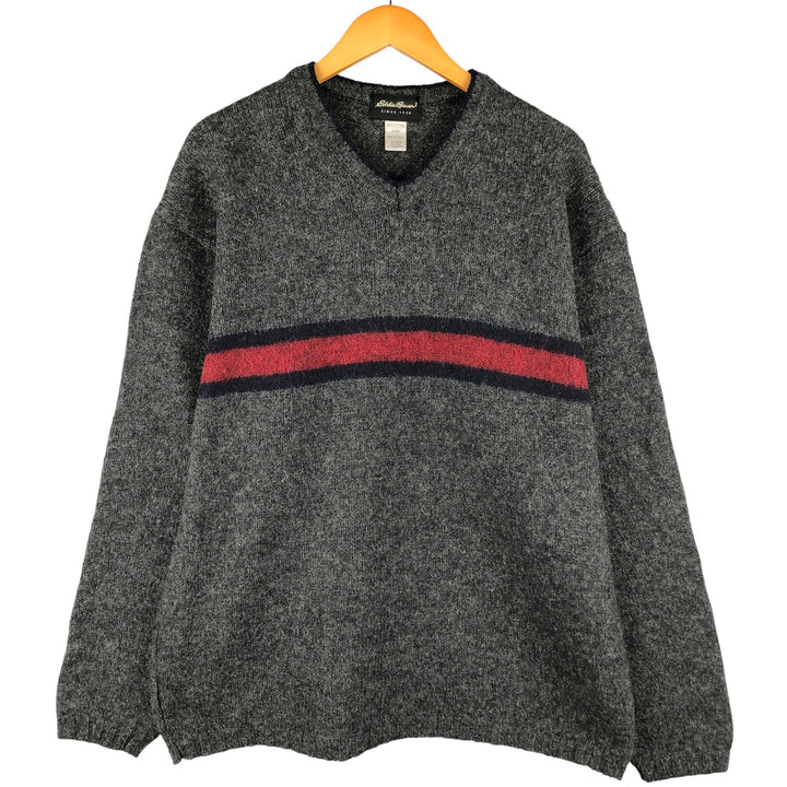 90'S Eddie Bauer wool knit sweater, Made in USA, Men's XL wool gray type Vintage Second Hand
