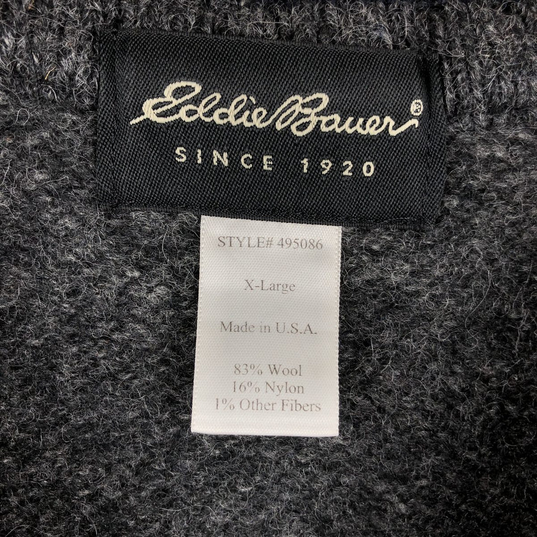 90'S Eddie Bauer wool knit sweater, Made in USA, Men's XL wool gray type Vintage Second Hand