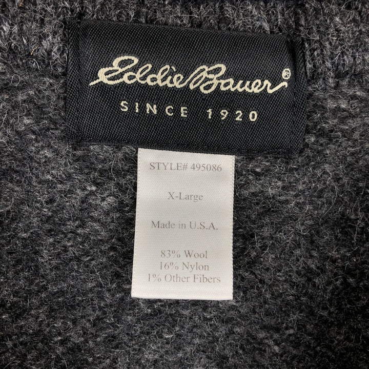 90'S Eddie Bauer wool knit sweater, Made in USA, Men's XL wool gray type Vintage Second Hand